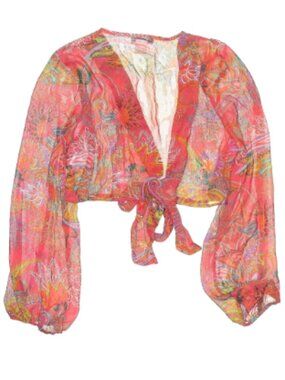 VENUS sheer cropped long sleeve blouse - Large - EUC